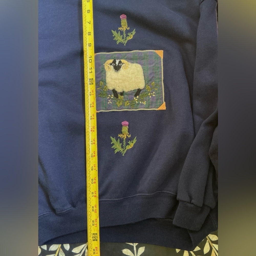 Vintage Sheep Embroidered Collared Sweater‎ UK Made Cottagecore Grandmacore - Picture 7 of 7